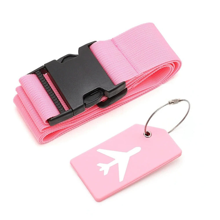 Luggage strap set with tag